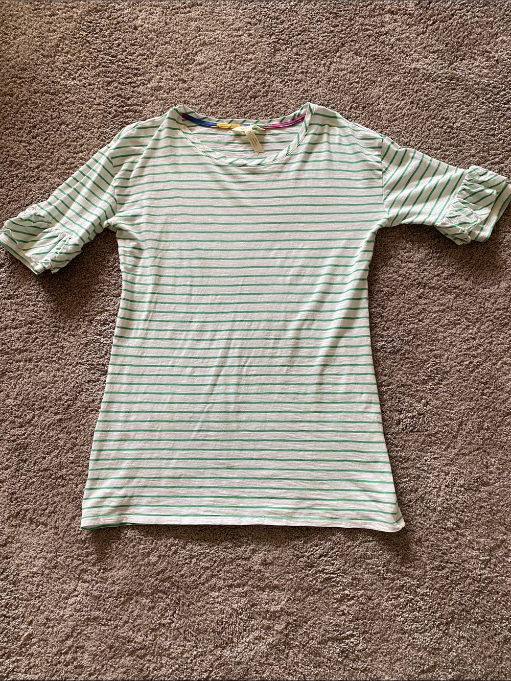 Matilda Jane White Tee with Mint Green Stripes